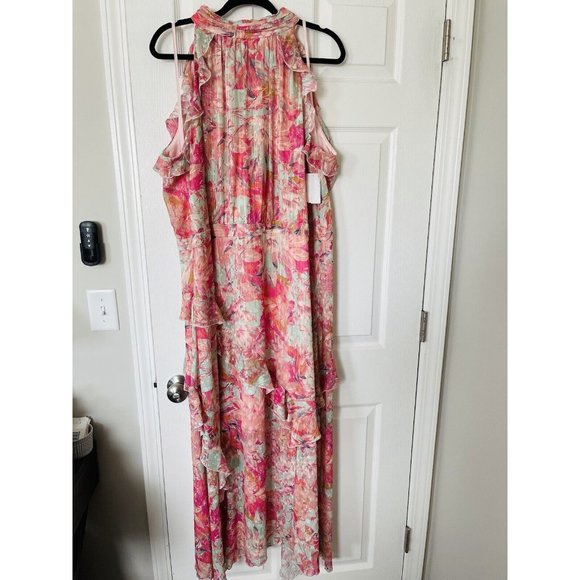 NWT Alex Marie Plus Size Fiona Floral Print Halter Neck Asymmetric Hem Dress 20W - Picture 2 of 5